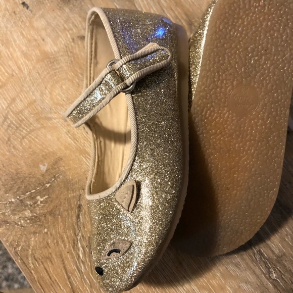 Zara Baby Girl Gold Glitter Cat Shoes Mary Jane - Picture 5 of 7